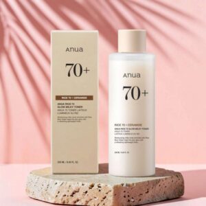 تونر شیری Anua Rice 70 Glow – روشن‌کننده و مرطوب‌کننده پوست (250ml)